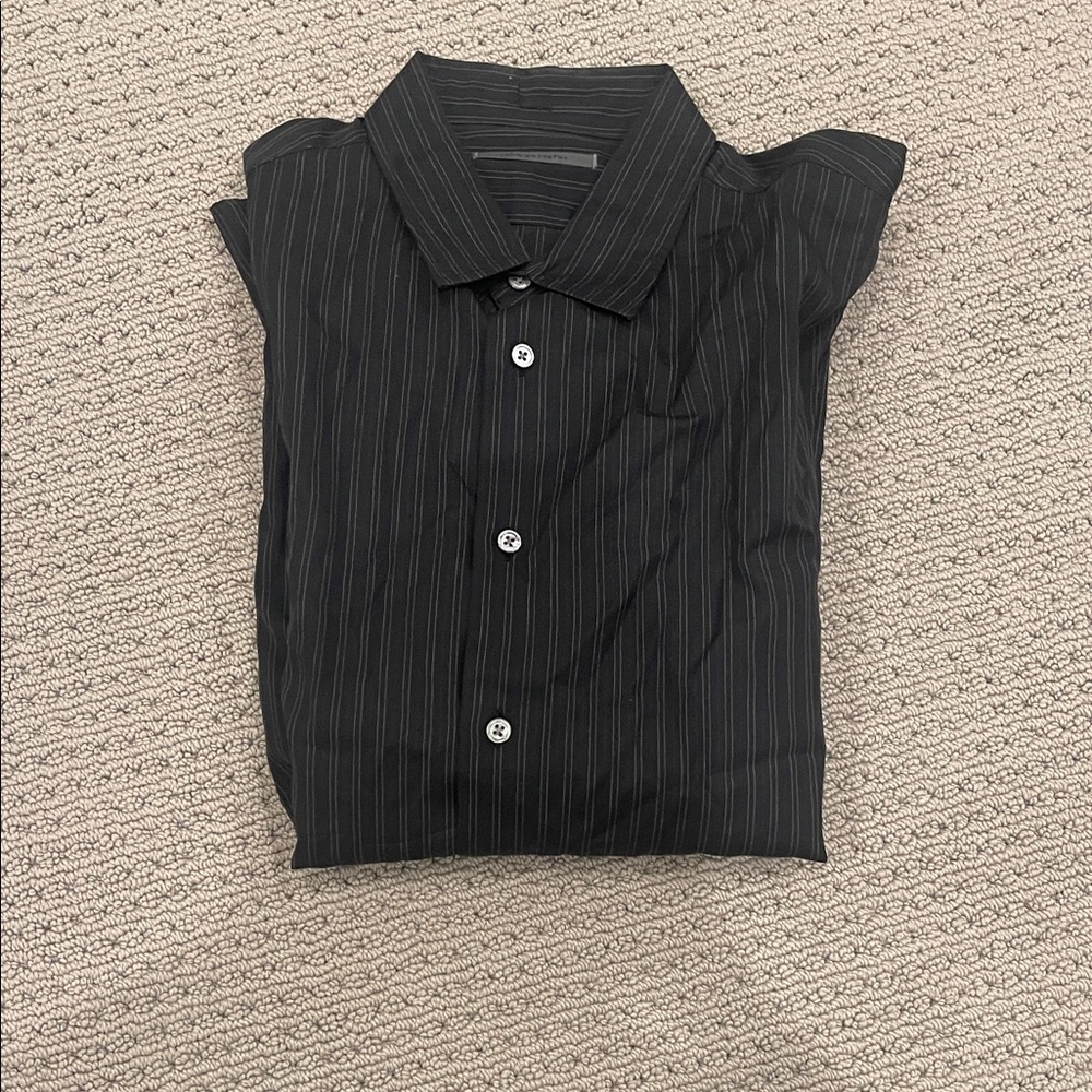 John Varvatos Charcoal Striped Button Down Shirt